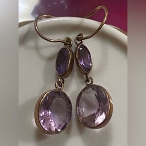 Rose Gold Over Sterling Silver Amethyst Pierced Earrings #7809